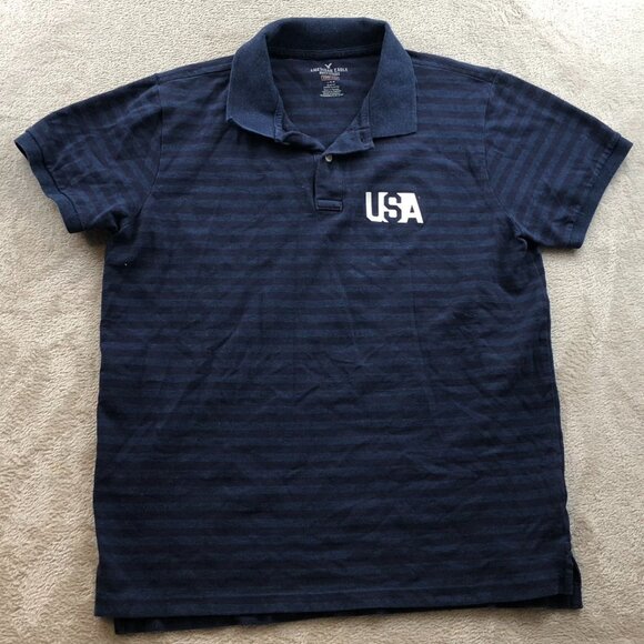American Eagle Outfitters Men's Polo Shirt Large USA Slim Fit Core Flex Striped - Picture 11 of 12